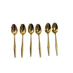VINTAGE FLORENTINE Set of 6 Goldtone  Spoons Serving Utensils Elegant